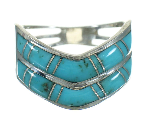 Turquoise Inlay Sterling Silver Ring Size 5-3/4 FX91658
